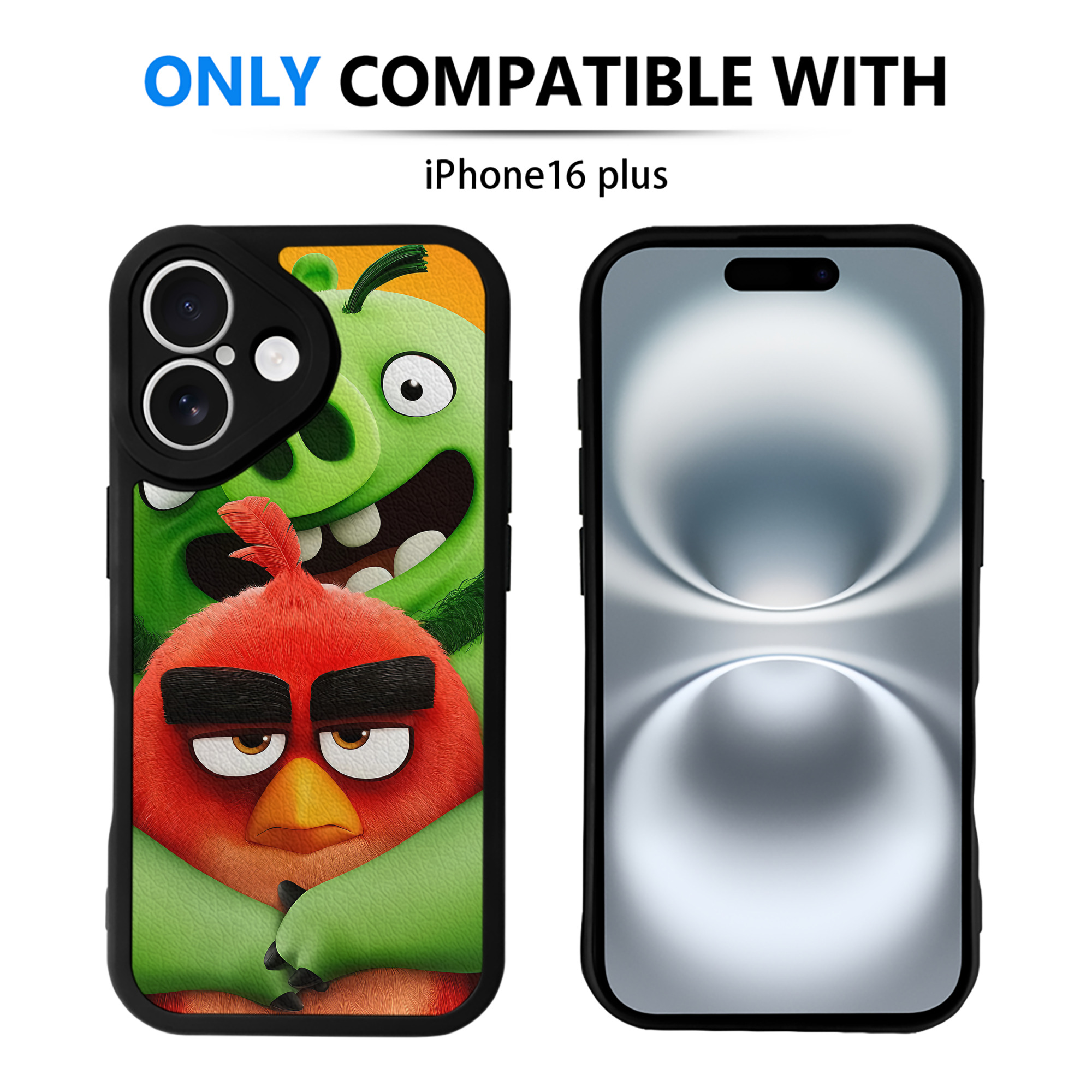 （画像用） Angry Birds アングリーバード 【iPhone 16シリーズ対応】シリコンスマホケース（レザー調） 材質：シリコン